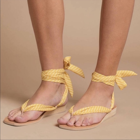 Barcelona Sunny Yellow Wrap Kitten Wedge Sandal - Picture 2 of 6